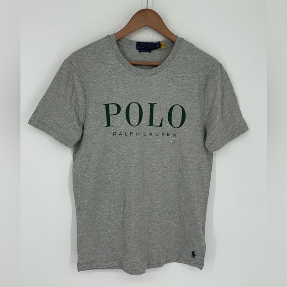 Polo Ralph Lauren Men's Sz M Gray Logo Graphic Print Short Sleeve T-Shirt Tee X0 - Picture 1 of 6
